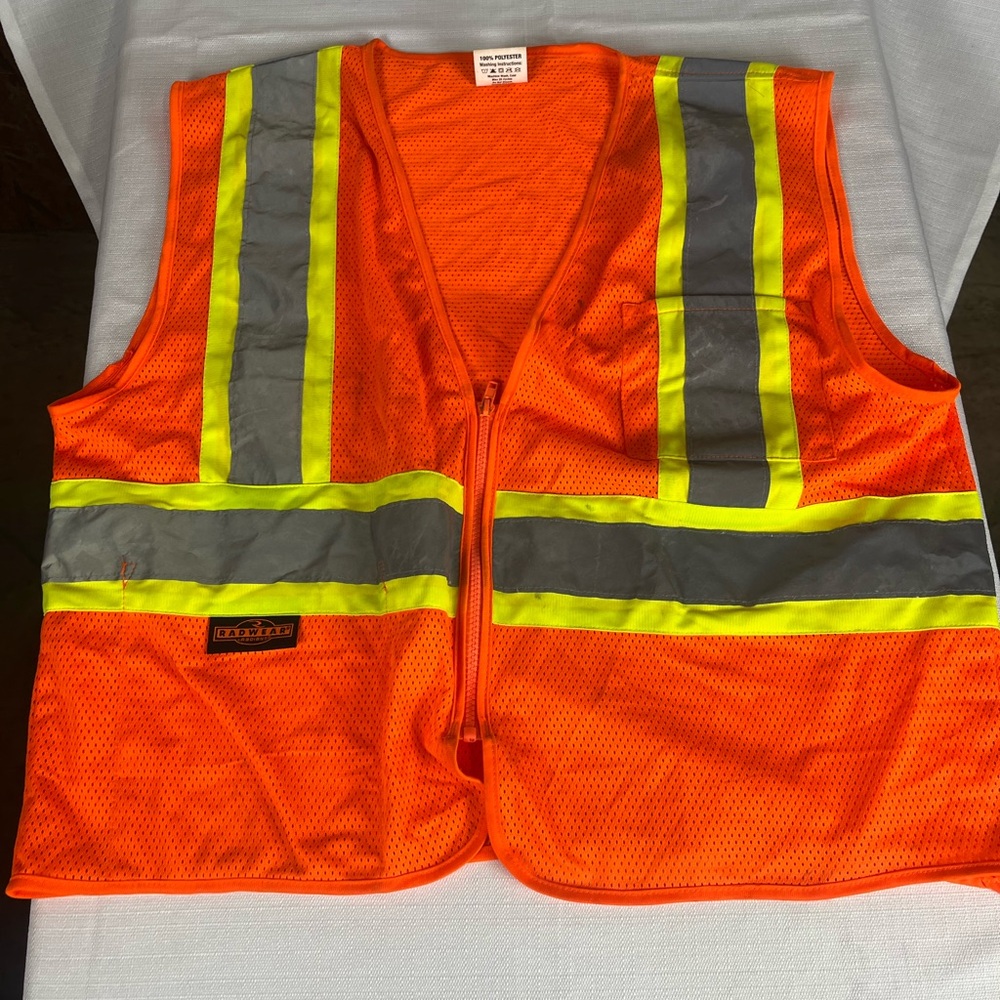 Radians Safety Vest ANSI Class 2 Orange Reflective Zip Mesh Size L